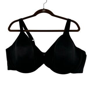 Barely Breezies T-Shirt Bra 44D Black Underwire Modesty Lined Full Coverage